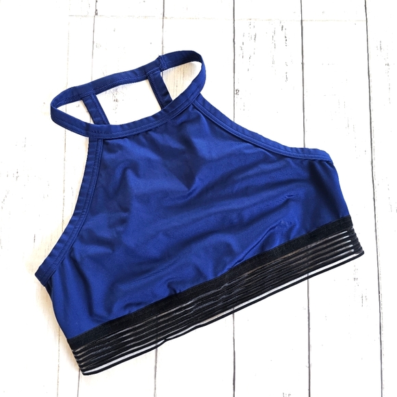 Victoria's Secret Other - Victoria's Secret Sport Navy Blue & Black Sports Bra High Neck Strappy Back